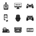 Computer games icons set, simple style Royalty Free Stock Photo