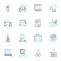 Computer games linear icons set. Adventure, RPG, Action, Simulation, Strategy, Sandbox, Fantasy line vector and concept