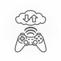 Computer gaming cloud service line icon
