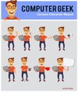 Computer Geek Cartoon Character Mascot