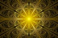 Computer generated abstract illustration Beautiful fractal Golden flower wall  pattern, Kaleidoscope design background, Abstract Royalty Free Stock Photo