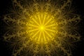 Computer generated abstract illustration Beautiful fractal Golden flower wall  pattern, Kaleidoscope design background, Abstract Royalty Free Stock Photo