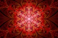 Computer generated abstract illustration Beautiful red petal lotus flower, Kaleidoscope design background, Abstract Concept floral Royalty Free Stock Photo