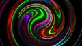 Computer generated abstract twist background. 3D rendering circular merger of neon color lines.