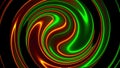 Computer generated abstract twist background. 3D rendering circular merger of neon color lines.