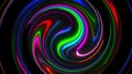 Computer generated abstract twist background. 3D rendering circular merger of neon color lines.
