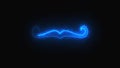 Computer generated background with neon light draws a mustache shape. 3D rendering mustache icon of luminous shiny lines Royalty Free Stock Photo