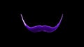 Computer generated background with neon light draws a mustache shape. 3D rendering mustache icon of luminous shiny lines Royalty Free Stock Photo