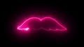 Computer generated background with neon light draws a mustache shape. 3D rendering mustache icon of luminous shiny lines Royalty Free Stock Photo