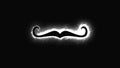 Computer generated background with neon light draws a mustache shape. 3D rendering mustache icon of luminous shiny lines Royalty Free Stock Photo