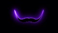Computer generated background with neon light draws a mustache shape. 3D rendering mustache icon of luminous shiny lines Royalty Free Stock Photo