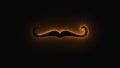 Computer generated background with neon light draws a mustache shape. 3D rendering mustache icon of luminous shiny lines Royalty Free Stock Photo