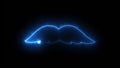 Computer generated background with neon light draws a mustache shape. 3D rendering mustache icon of luminous shiny lines Royalty Free Stock Photo
