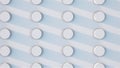 Computer generated background rows of circles with long shadows, 3D rendering