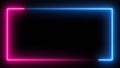 Computer generated color animation. 3D rendering neon box of blue and pink colors on a black background