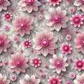 Computer generated 3D flower pattern. Beautiful pink flowers on abstract grey background. Wallpapers for your desktop Royalty Free Stock Photo