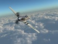 American fighter plane of World War II over the clouds