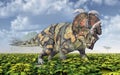 Dinosaur Albertaceratops in a landscape Royalty Free Stock Photo