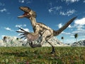 Dinosaur Deinonychus in a landscape Royalty Free Stock Photo