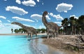 Dinosaur Diamantinasaurus at the beach Royalty Free Stock Photo