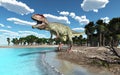 Dinosaur Giganotosaurus at the beach Royalty Free Stock Photo