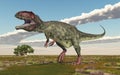 Dinosaur Giganotosaurus in a landscape Royalty Free Stock Photo