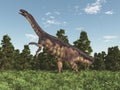 Dinosaur Plateosaurus in a forest Royalty Free Stock Photo