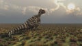 Dinosaur Rajasaurus at sunset