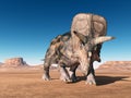 Dinosaur Torosaurus in the desert Royalty Free Stock Photo