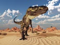 Dinosaur Torvosaurus in the desert