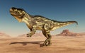 Dinosaur Torvosaurus in the desert