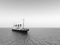 Historic passenger ship Titanic on the high seas in black and white