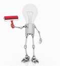 Light bulb figure with a red hand roller