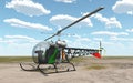 Light helicopter on an airfield