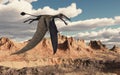 Pterosaur Dorygnathus over a landscape Royalty Free Stock Photo