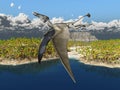 Pterosaur Dorygnathus over an ocean landscape Royalty Free Stock Photo