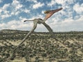 Pterosaur Pterodactylus flying over a landscape Royalty Free Stock Photo