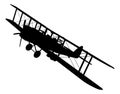 Silhouette with a biplane airplane from 1915