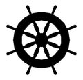 Silhouette of a ship wheel Royalty Free Stock Photo