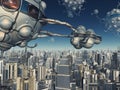 Spacecrafts over a big city