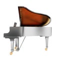 Computer-generated 3d realistic grand piano isolated on a vertical white background.