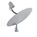 Computer-generated 3d realistic satellite dish isolated on a vertical white background. Royalty Free Stock Photo
