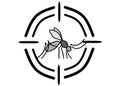 A freehand sketch of a mosquito targeted by a crosshair against a white backdrop