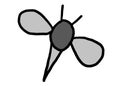 A freehand sketch of a mosquito in shades of grey against a white backdrop