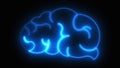 Computer generated icon of the brain with neon light running through the meanders. 3d rendering