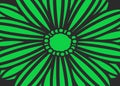 A graphic of an all bright green flower close up with bold black outlines