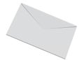 The back of a light grey colored envelope white backdrop