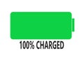 The battery fully charged symbol icon used in mobile smartphones portable computing devices white backdrop