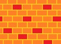 A brick wall construction with orange and random red bricks cemented Royalty Free Stock Photo