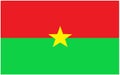 The Burkina Faso flag two horizontal equal bands of red green with a yellow five point star in the middle